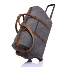 2019 Luxury Leather and Canvas  Small Trolley Travel Bag Luggage Bag for Men Waterproof